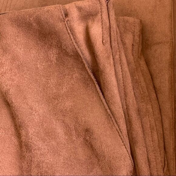 Ulla Popken Faux Suede Seam Detail Stretch Skirt, Gold Brown 20/22 - Picture 11 of 15